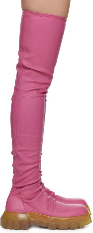 Rick Owens Pink Bozo Stocking Tractor Boots - Picture 5