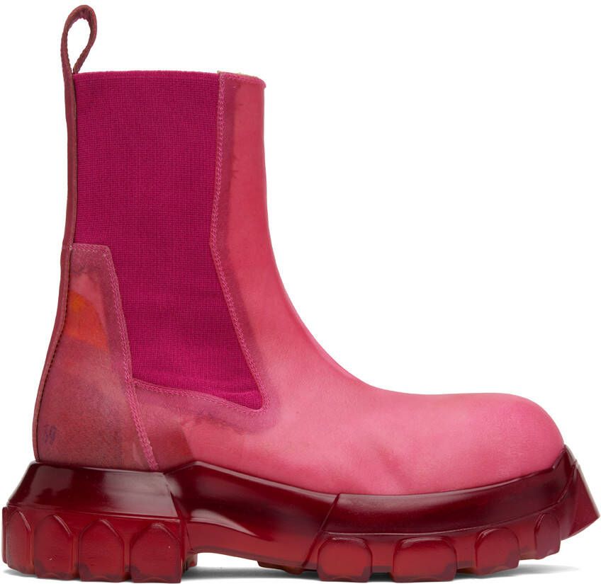 Rick Owens Pink Edfu Beatle Bozo Tractor Chelsea Boots - Picture 5