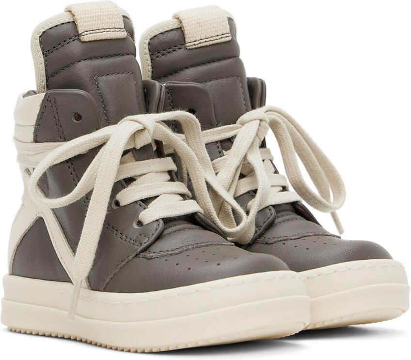 Rick Owens Baby Gray & Off-White Geobasket Sneakers - Picture 2