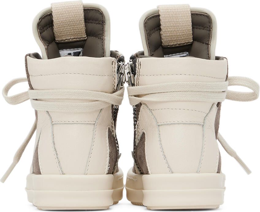 Rick Owens Baby Gray & Off-White Geobasket Sneakers - Picture 3