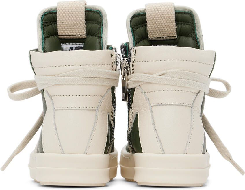 Rick Owens Baby Green & Off-White Geobasket Sneakers - Picture 4