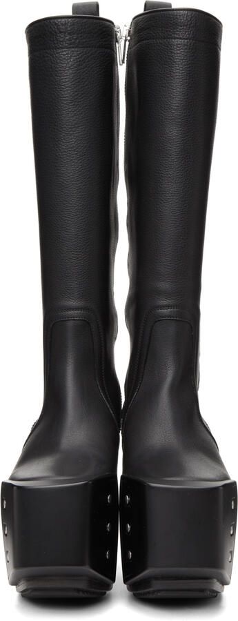 Rick Owens Black Double Zip Platform Boots - Picture 5