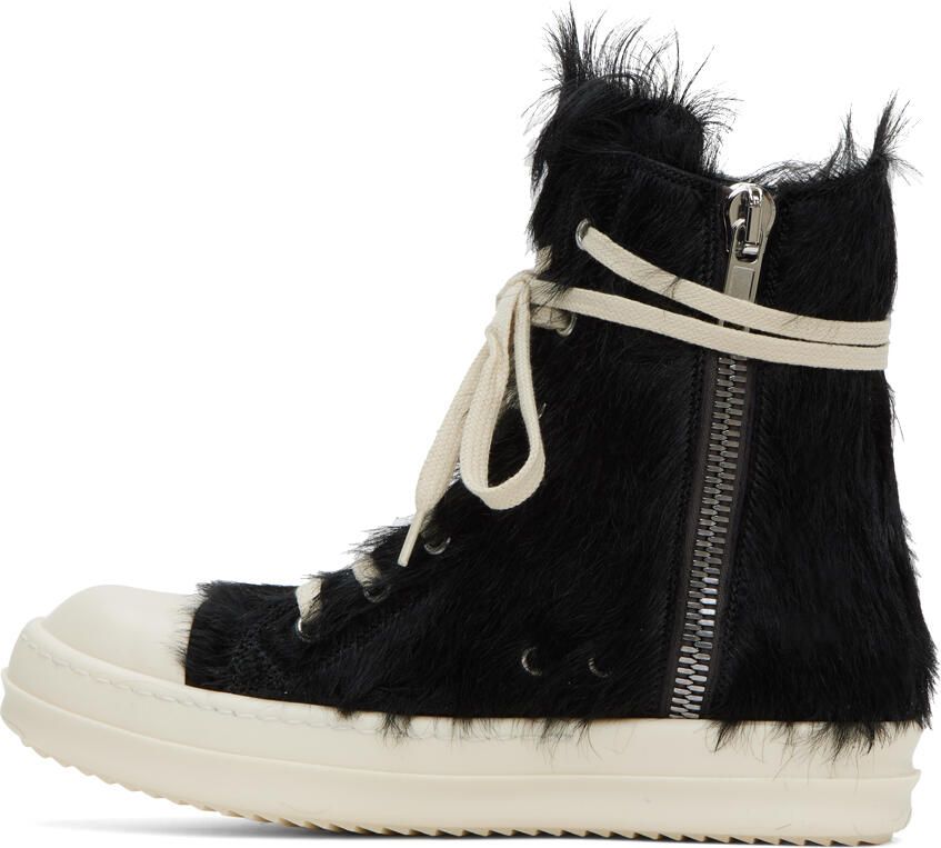 Rick Owens Black Fur Sneakers - Picture 2