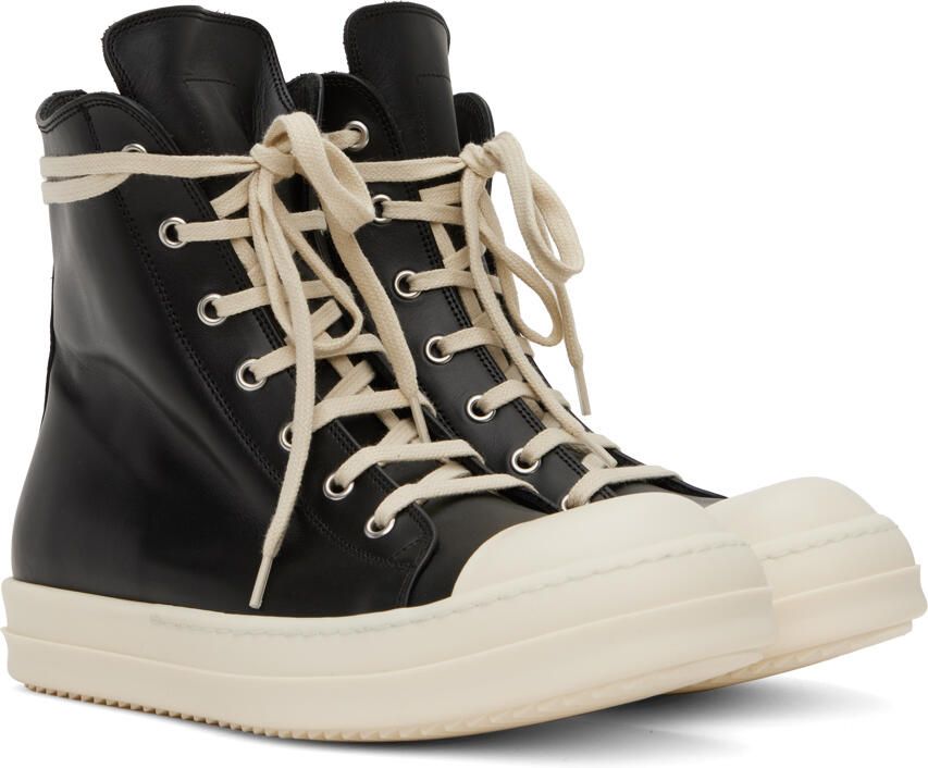 Rick Owens Black High Sneakers - Picture 2
