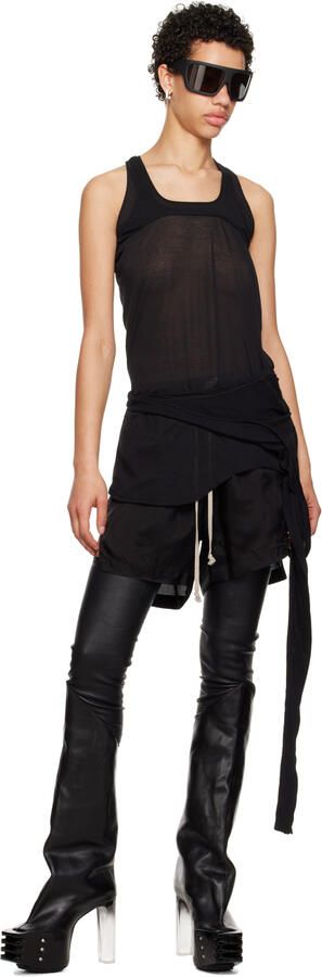 Rick Owens Black Oblique Tall Boots - Picture 3
