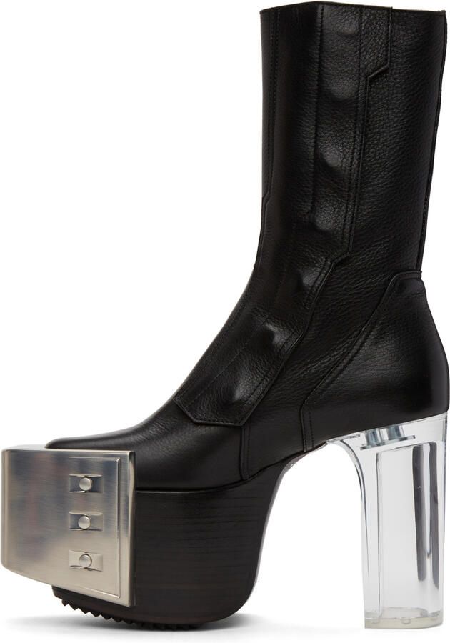 Rick Owens Black Platform Biker Boots