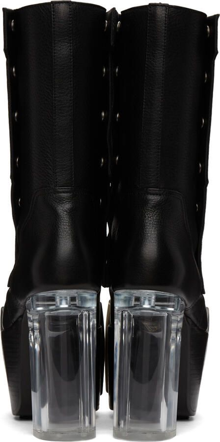 Rick Owens Black Platform Biker Boots - Picture 3