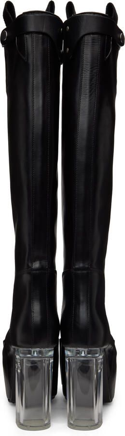 Rick Owens Black Pull On Platform Boots - Picture 5