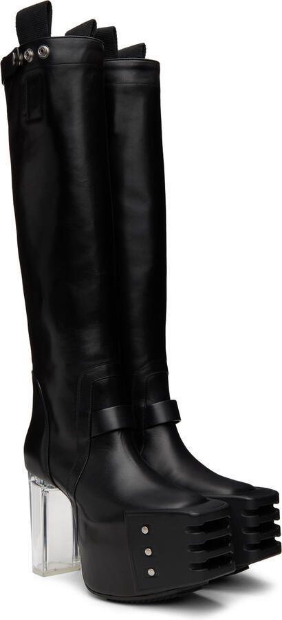 Rick Owens Black Pull On Platform Boots - Picture 3