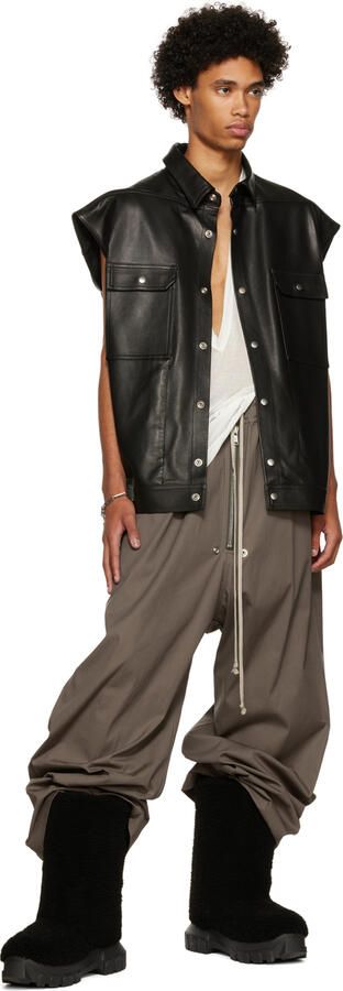 Rick Owens Black Shearling Lunar Tractor Boots - Picture 4