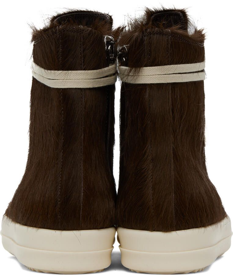Rick Owens Brown Fur Sneakers