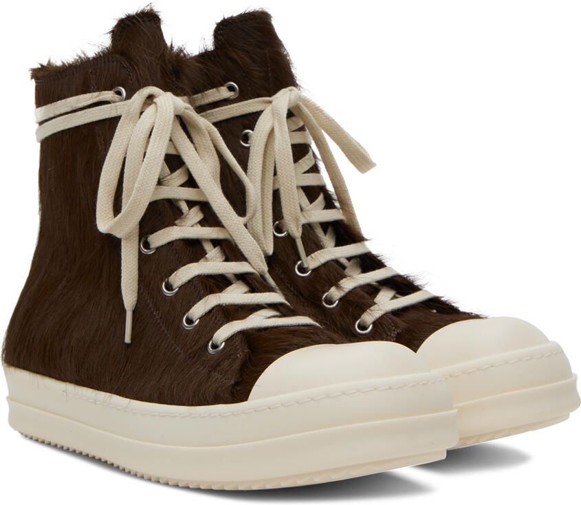 Rick Owens Brown Fur Sneakers - Picture 2