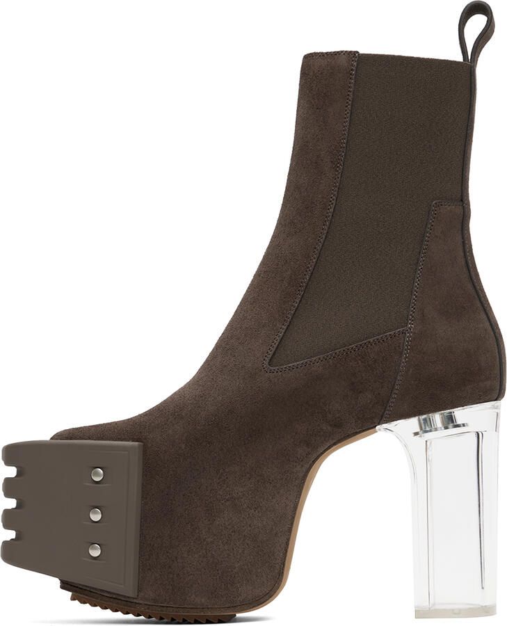 Rick Owens Brown Grilled Platform Boots - Picture 2