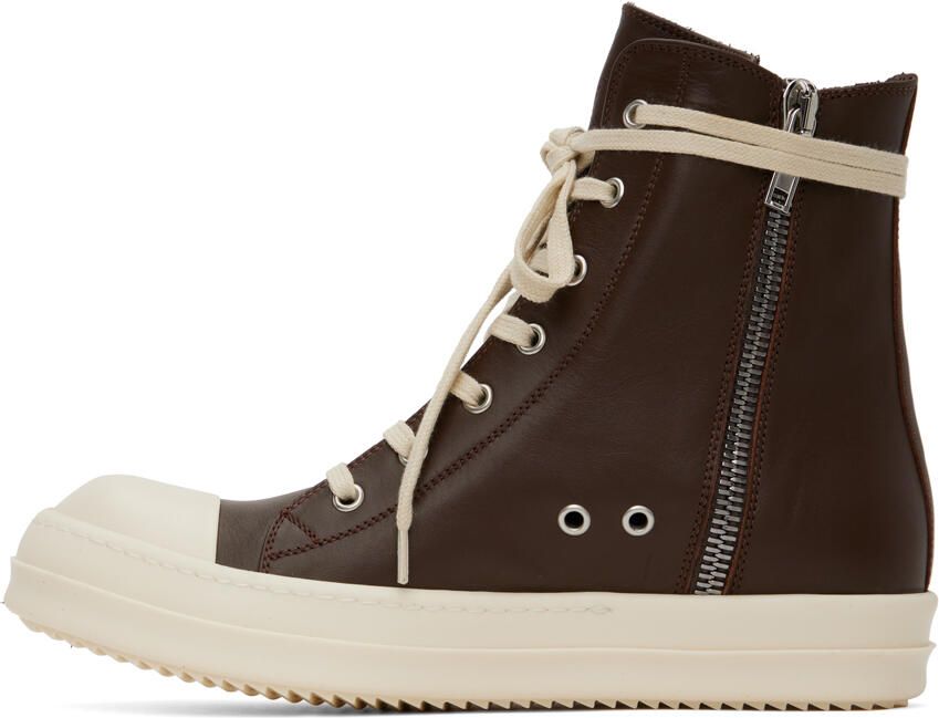 Rick Owens Brown High Sneakers - Picture 3