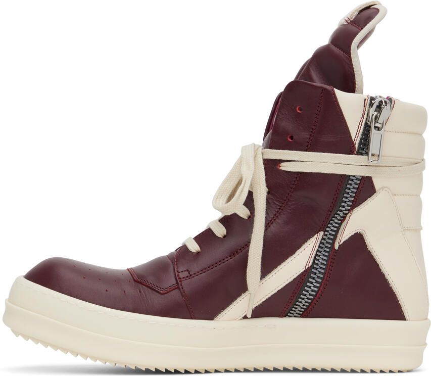 Rick Owens Burgundy Geobasket Sneakers - Picture 2