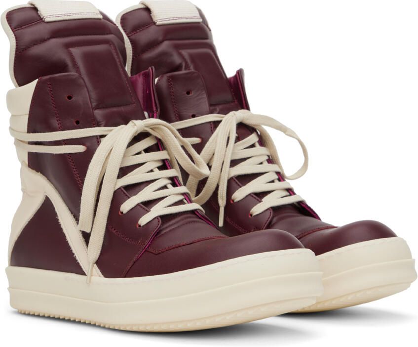 Rick Owens Burgundy Geobasket Sneakers - Picture 3