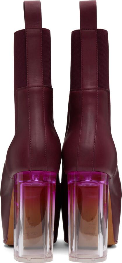 Rick Owens Burgundy Grilled Boots - Picture 3