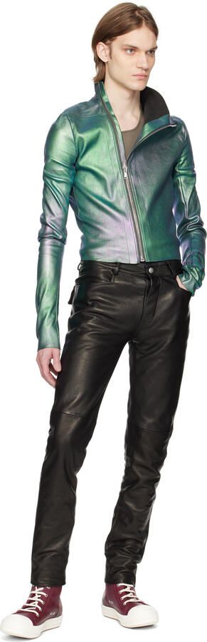 Rick Owens Burgundy Leather High Sneakers - Picture 5