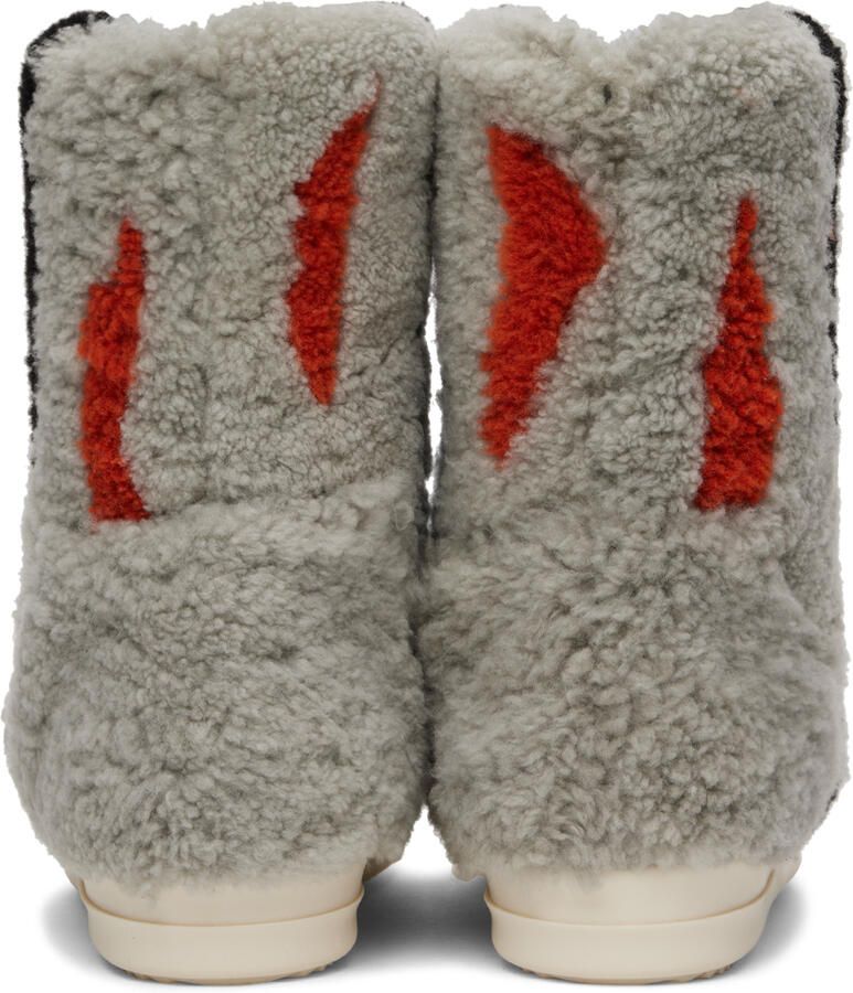 Rick Owens Gray Jumbo Puffer Shearling Sneakers