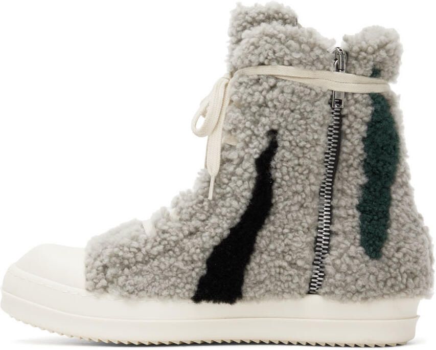 Rick Owens Gray Strobe Shearling Sneakers - Picture 4