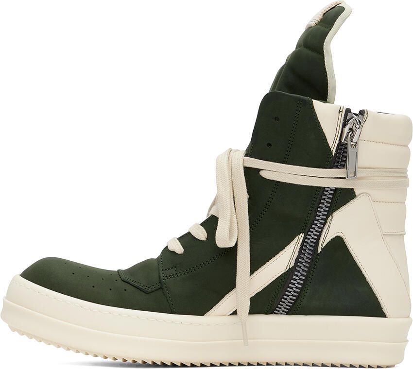 Rick Owens Green & Off-White Geobasket Sneakers - Picture 2