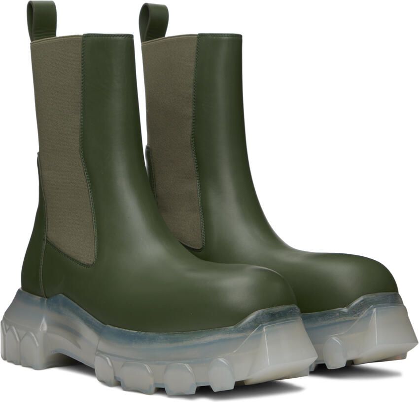 Rick Owens Green Beatle Bozo Tractor Chelsea Boots