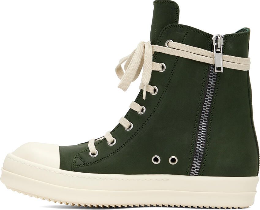 Rick Owens Green Nubuck High Sneakers - Picture 3
