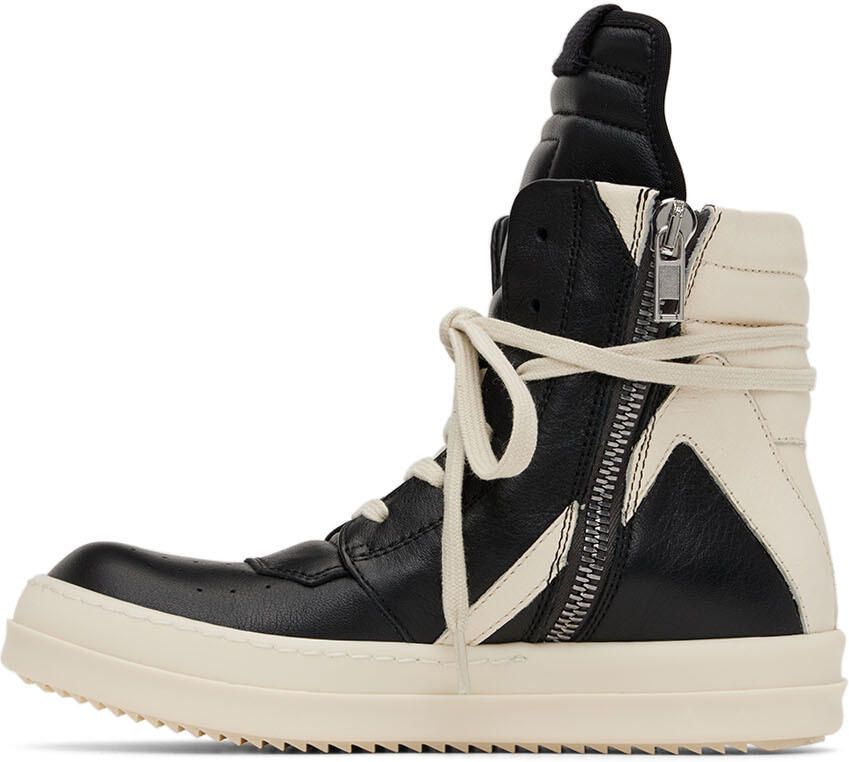 Rick Owens Kids Black & Off-White Geobasket Sneakers - Picture 3