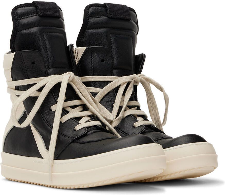Rick Owens Kids Black & Off-White Geobasket Sneakers - Picture 2