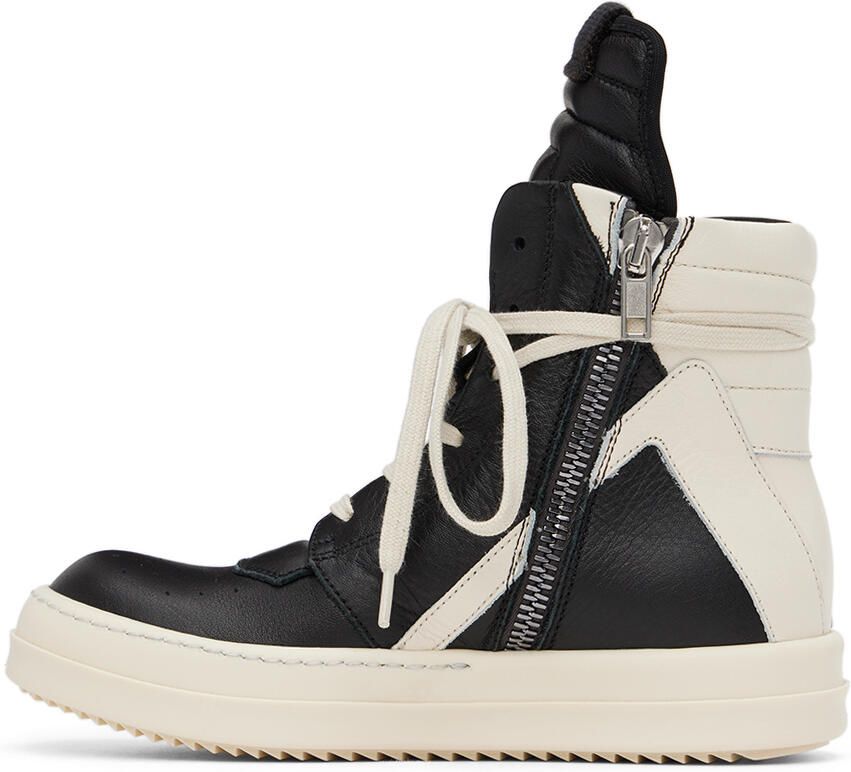 Rick Owens Kids Black & Off-White Geobasket Sneakers - Picture 3