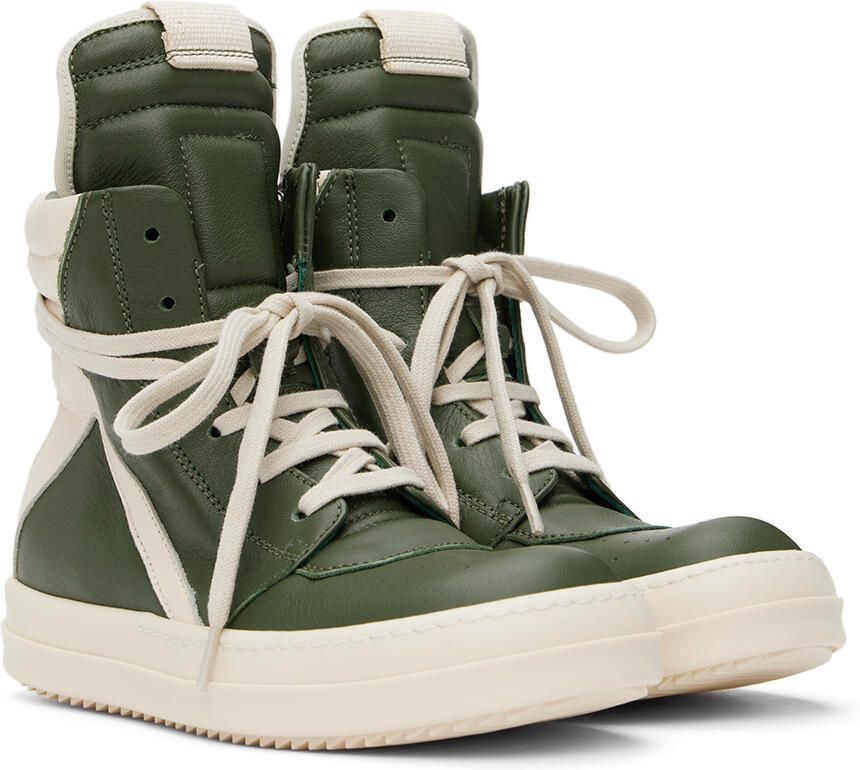 Rick Owens Kids Green & Off-White Geobasket Sneakers - Picture 2