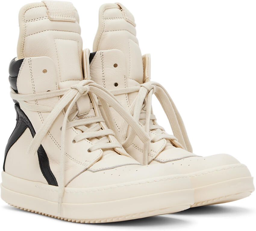 Rick Owens Kids Off-White & Black Geobasket Sneakers - Picture 2