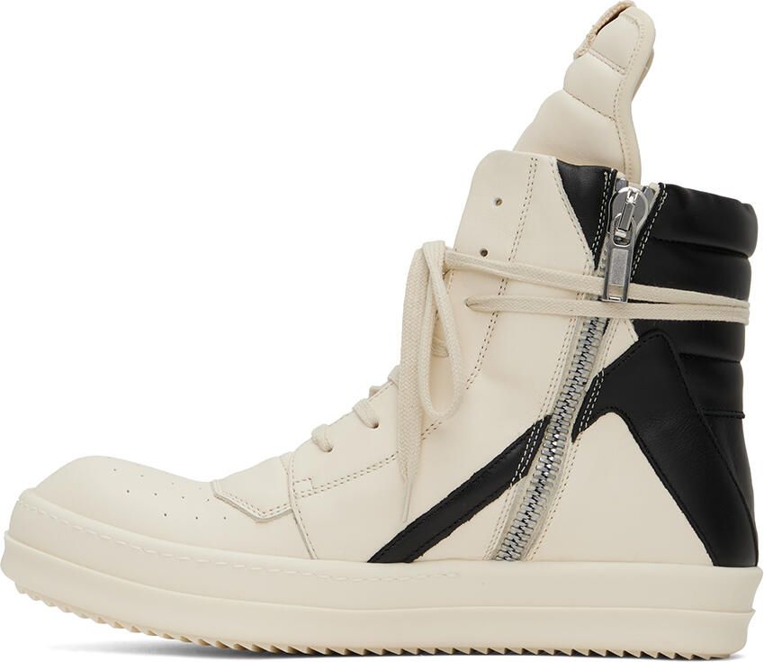 Rick Owens Off-White & Black Geobasket Sneakers - Picture 2