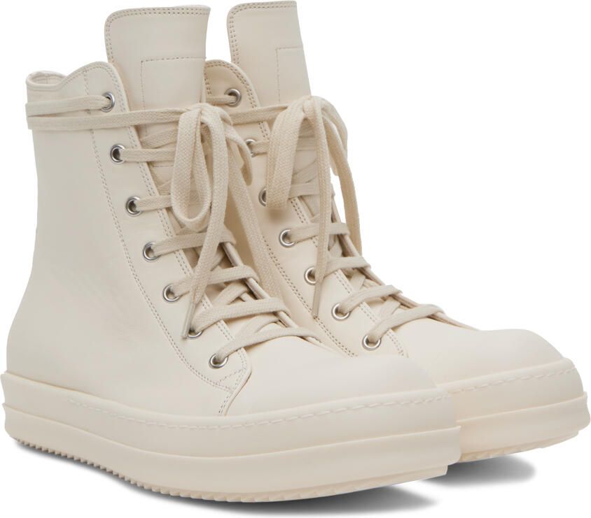 Rick Owens Off-White Leather Sneakers - Picture 2