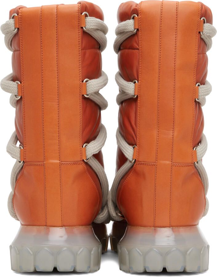 Rick Owens Orange Lunar Tractor Boots - Picture 3