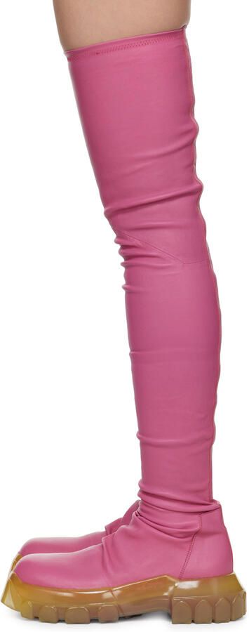 Rick Owens Pink Bozo Stocking Tractor Boots - Picture 3