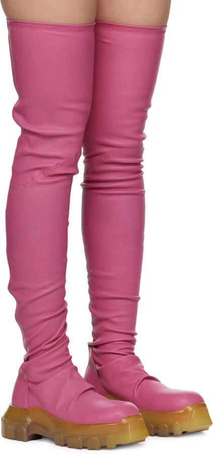 Rick Owens Pink Bozo Stocking Tractor Boots