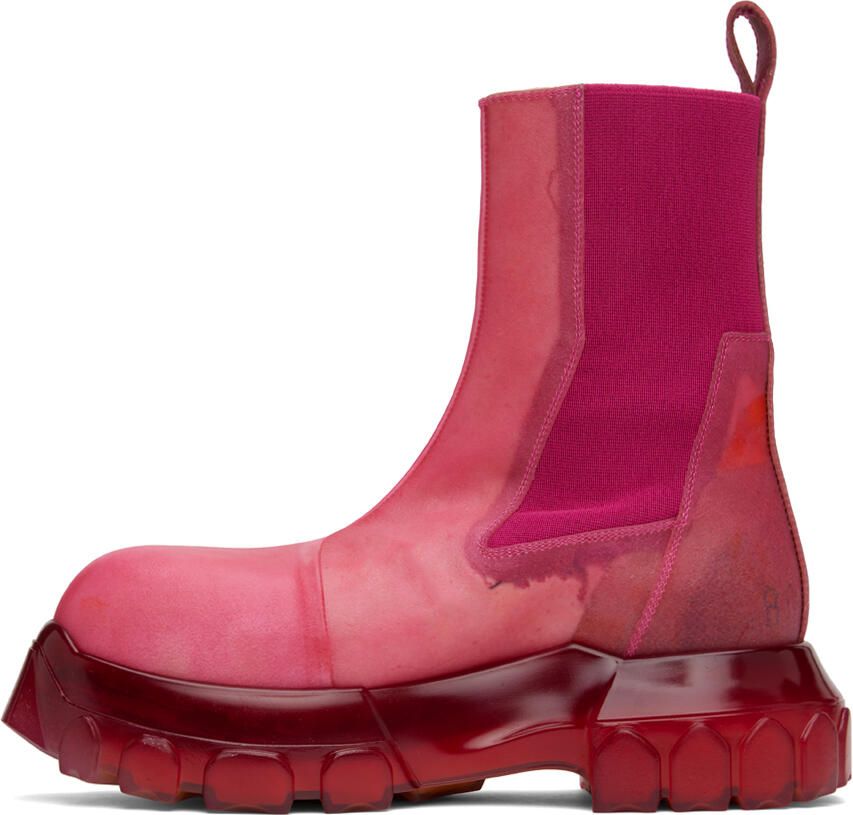 Rick Owens Pink Edfu Beatle Bozo Tractor Chelsea Boots