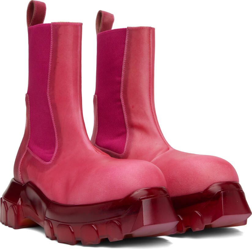 Rick Owens Pink Edfu Beatle Bozo Tractor Chelsea Boots - Picture 2