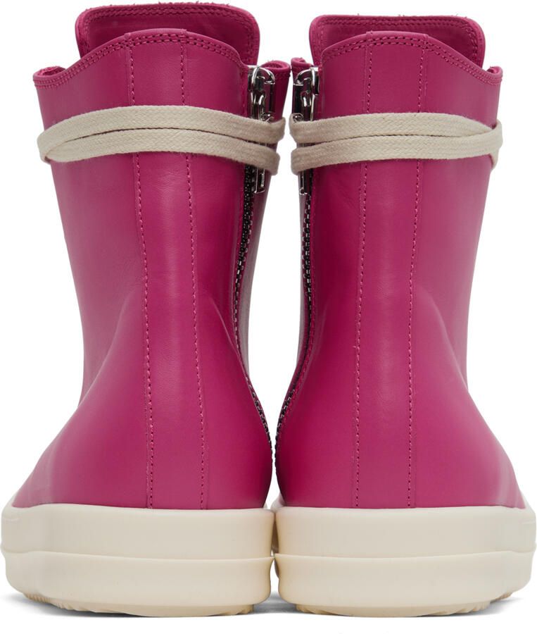 Rick Owens Pink Leather High Sneakers - Picture 2
