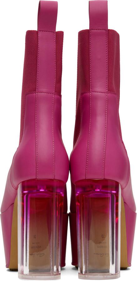 Rick Owens Pink Minimal Grill Platform Chelsea Boots - Picture 5