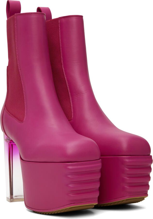 Rick Owens Pink Minimal Grill Platform Chelsea Boots - Picture 3