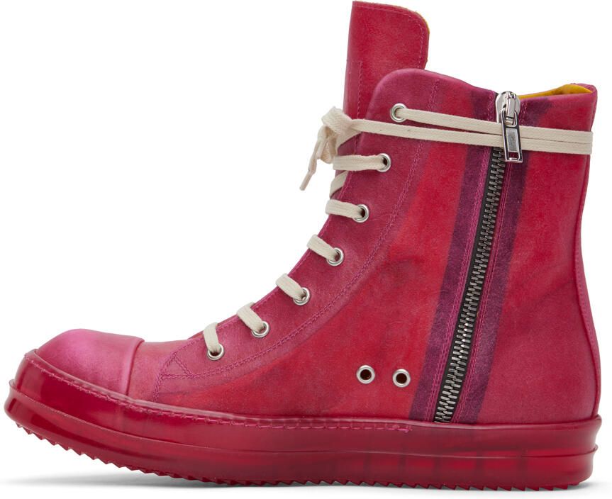Rick Owens Red Translucent Leather High Sneakers - Picture 3