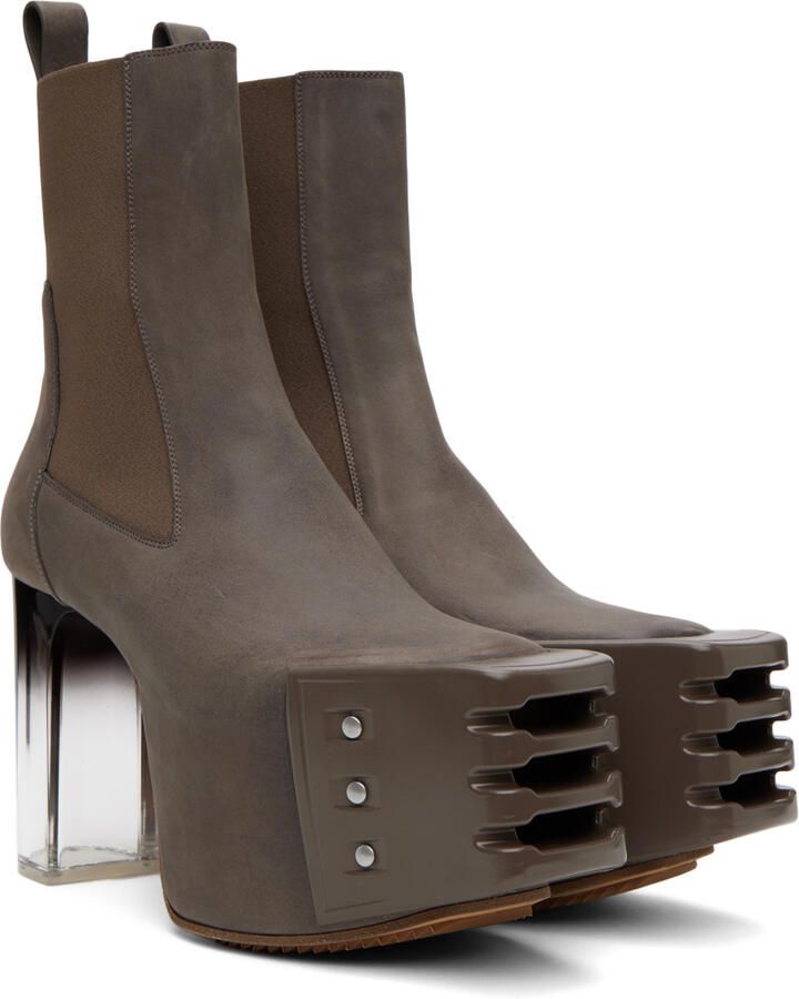 Rick Owens Taupe Grilled Boots - Picture 3