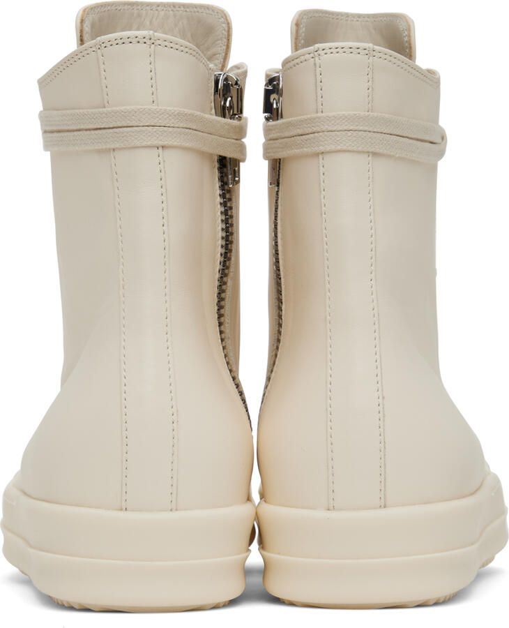 Rick Owens White Leather High Sneakers - Picture 2