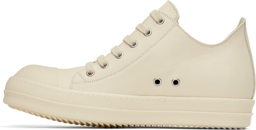 Rick Owens White Leather Low Sneakers - Picture 3