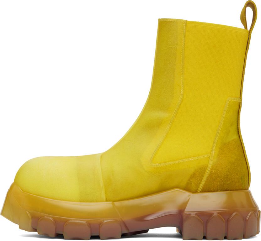 Rick Owens Yellow Edfu Beatle Bozo Tractor Chelsea Boots - Picture 2