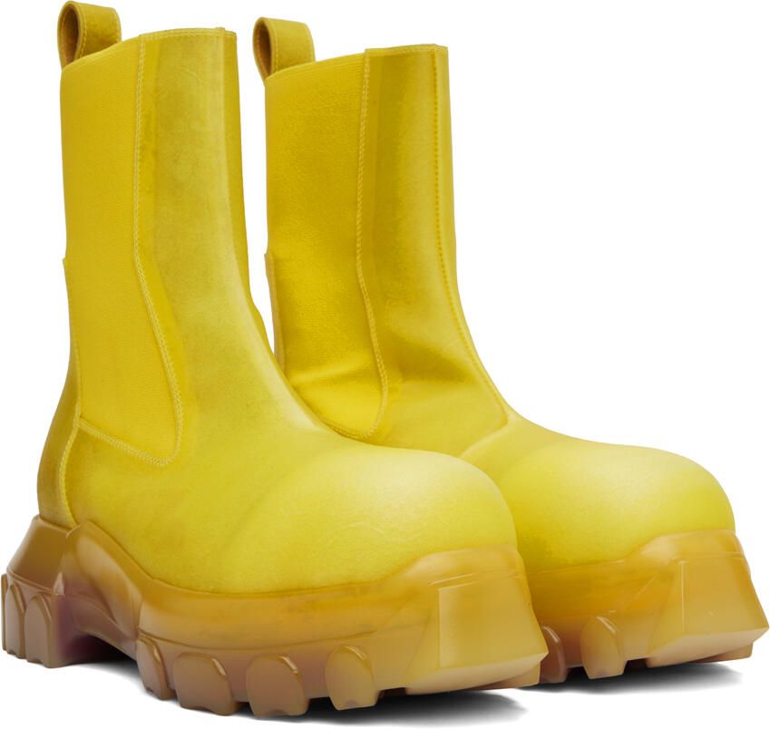 Rick Owens Yellow Edfu Beatle Bozo Tractor Chelsea Boots