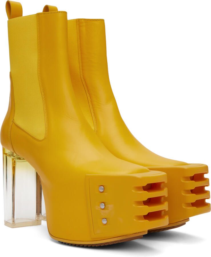 Rick Owens Yellow Grilled Boots - Picture 2