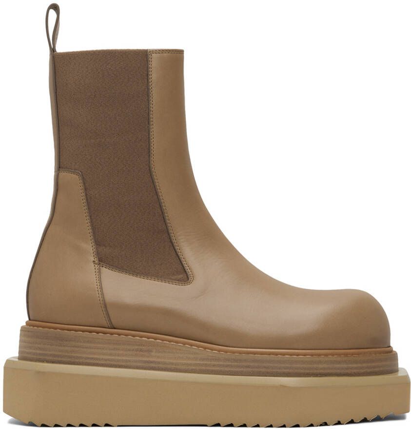 Rick Owens Taupe Beatle Turbo Cyclops Chelsea Boots